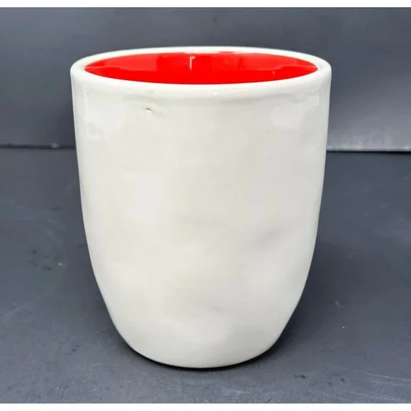 RAE DUNN CHEER White Coffee Mug Typewriter Font Red Interior 20 oz Christmas - Picture 4 of 7